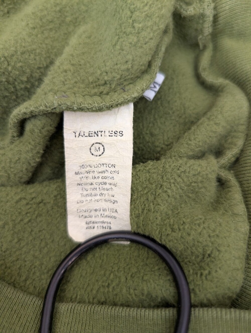 Talentless Mens Medium Green Hoodie 100% Cotton Streetwear Loungewear Athletic - Picture 6 of 6